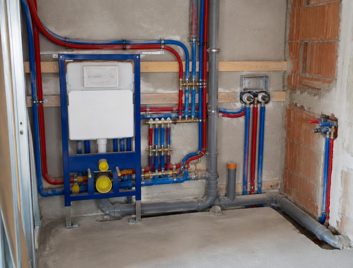 Sanitaire leidingen en aansluitingen in opbouw